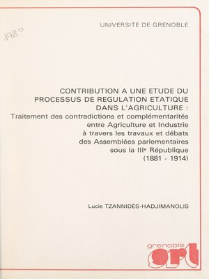 cover image of Contribution à une étude du processus de régulation étatique dans l'agriculture